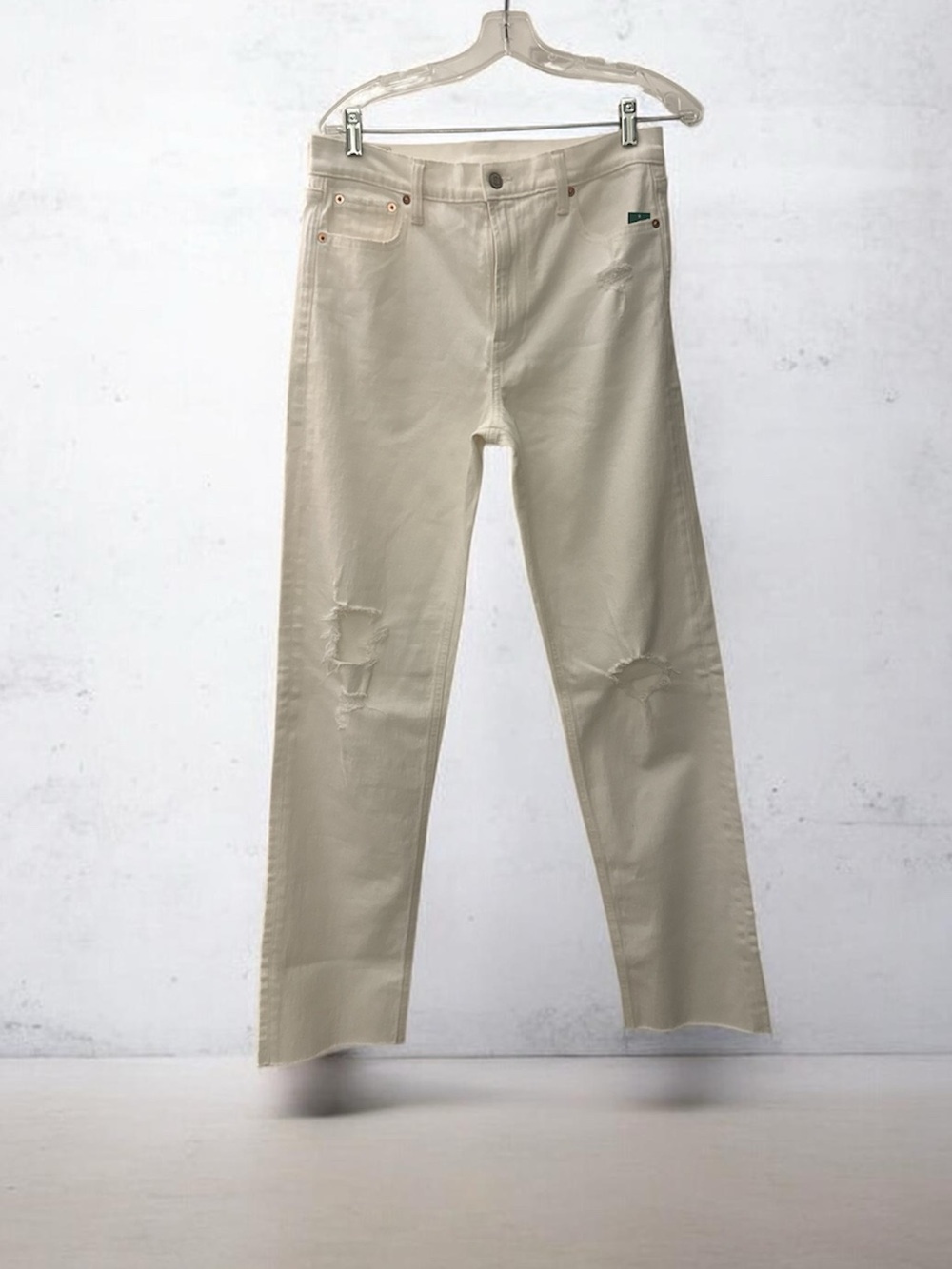 GAP Women's Straight Leg White Distressed Jeans